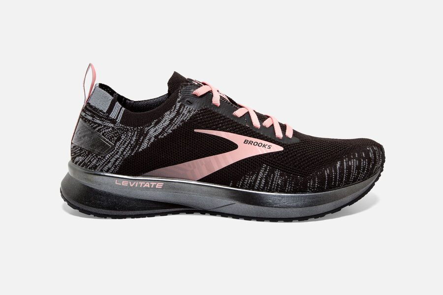 Brooks Levitate 4 Road Running Shoes Womens - Black/Grey/Pink - OTYXG-9568